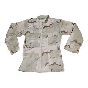 Desert Camo Coat Mens Small Reg Brown Tan Camouflage Jacket Outdoor Combat Shirt